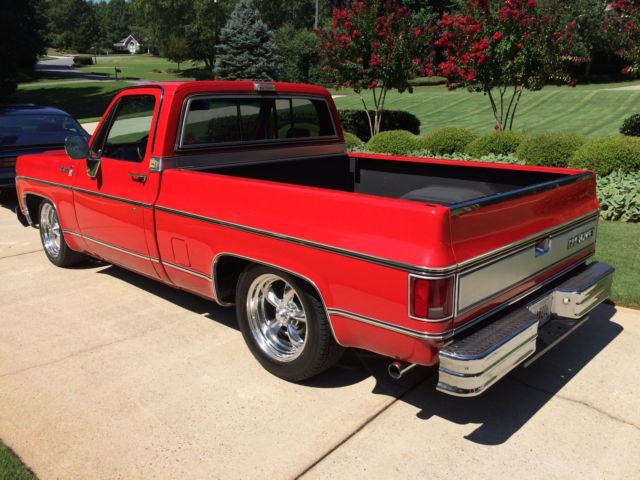 1980 c10 chevy shortbed hot rod red truck mild 350 cold air killer stance 18's