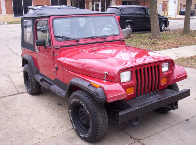 red jeep wrangler yj 4x4 new soft top steel full doors inline 6 118k miles
