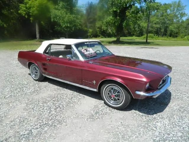 1967 ford mustang convertible candy apple red white interior