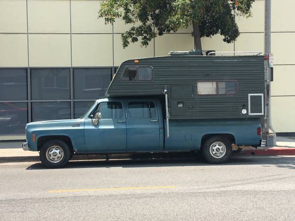 classic chevy c20 longbed with nice camper