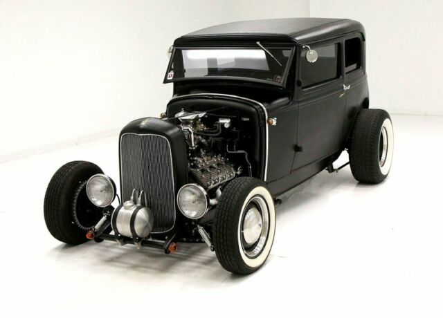 matte black open cowl flathead v8 40's retro rod
