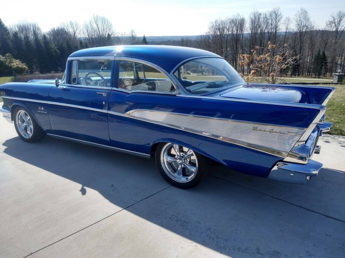 1957 chevrolet bel air sedan blue rwd automatic