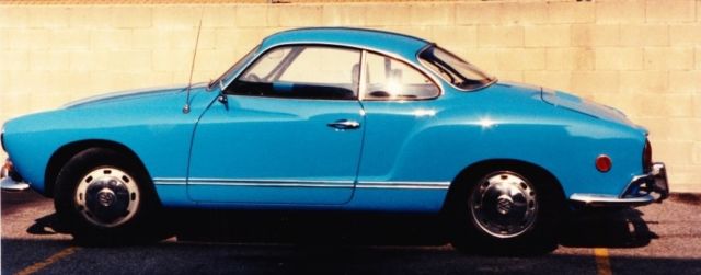 1969 karmann ghia, blue, hardtop, automatic stickshift