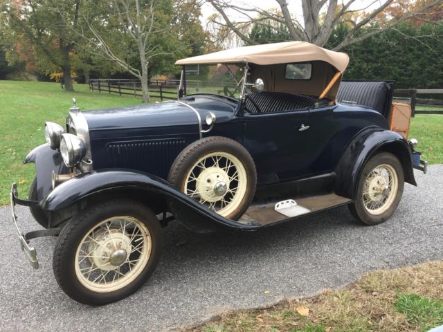 1931 ford model a blue/black convertible/roadster manual