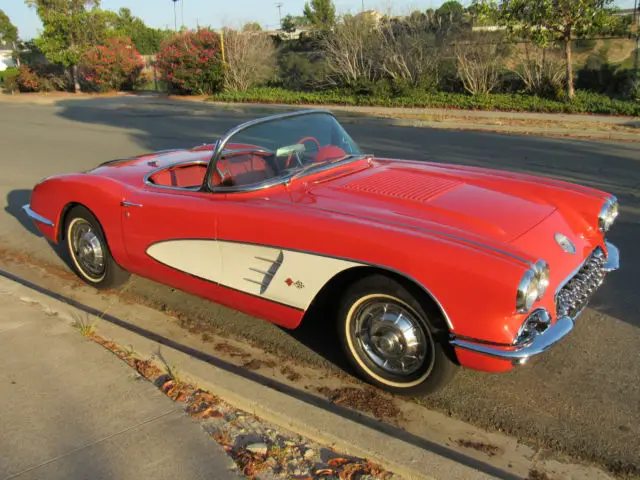 1958 chevrolet red corvette