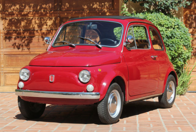 1971 fiat 500l restored and drives like new red with tan webasto folding roof