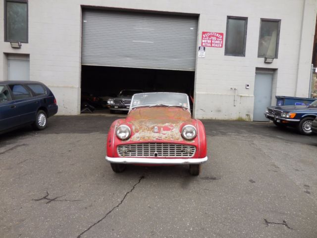 1957 triumph tr3 with 2 tops running engine for restoration