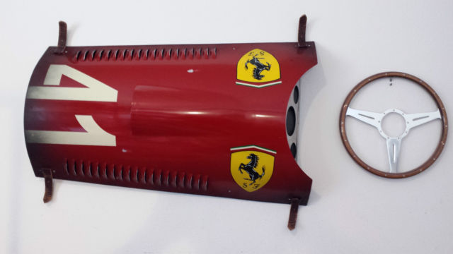 vintage ferrari f1 grand prix race car inspired hood panel wall art hand made