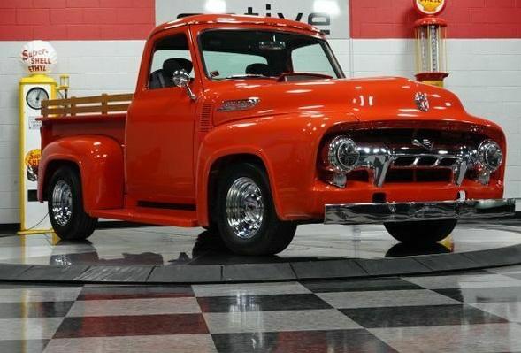 1954 ford f-100 truck 350 v8 engine orange automatic