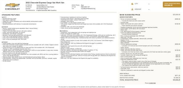 2022 chevrolet express 2500 work van