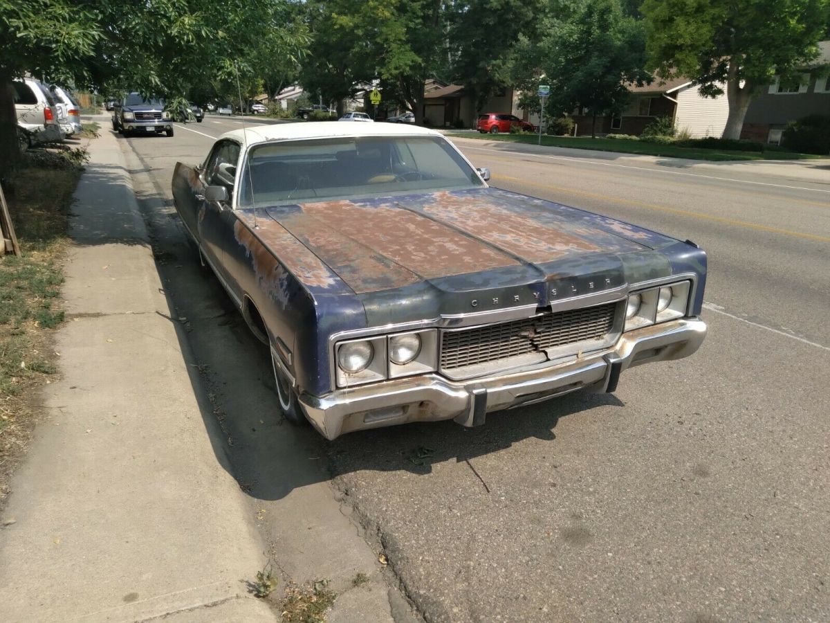 1973 chrysler newport 2 door ht 440 runs blue great patina hardtop project