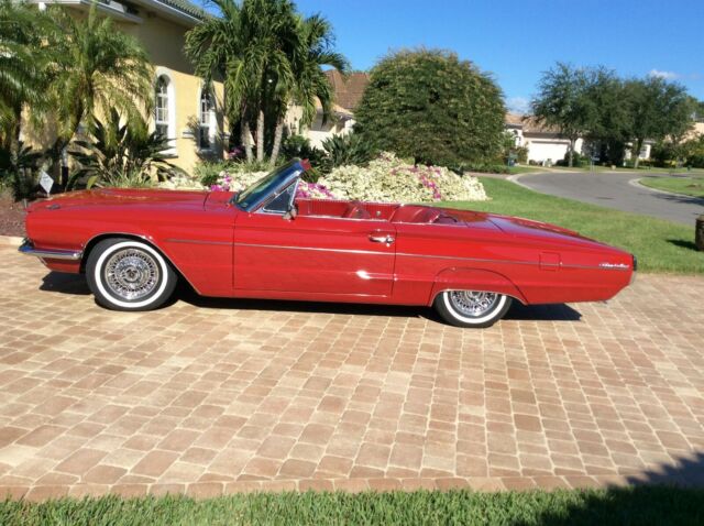 1966 red ford thunderbird convertible with a/c