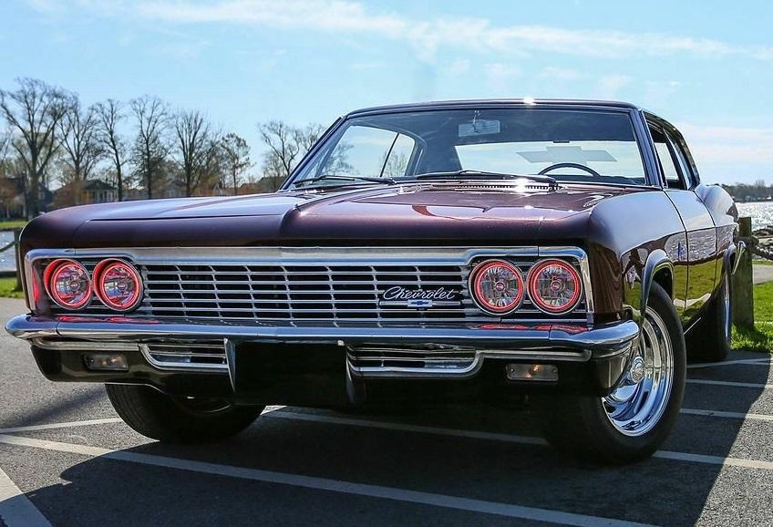 1966 chevrolet caprice fully shaved and painted in burnt black cherry