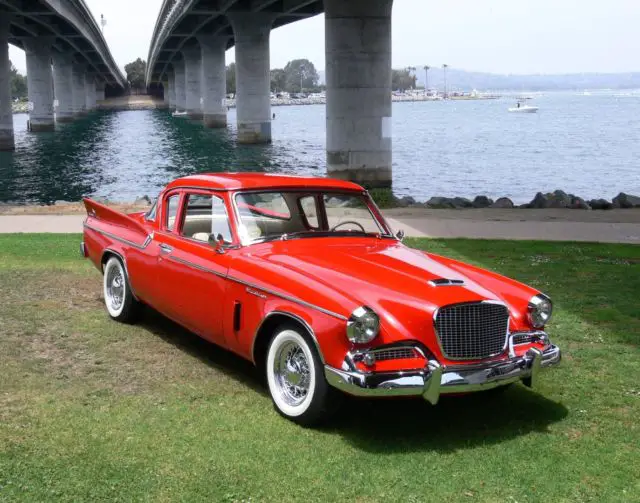 1959 studebaker silver hawk red - show winner, concourse restoration