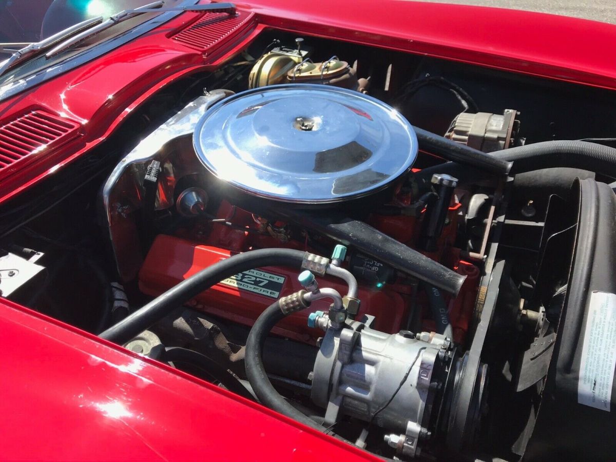 1965 chevy corvette convertible factory red/red leather upgraded with a/c