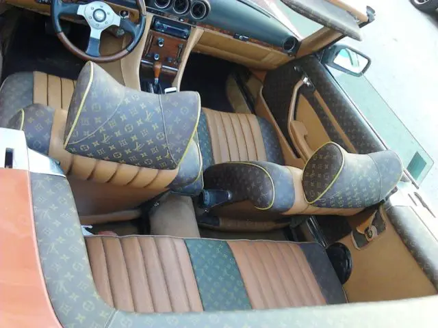 english red 1977 mercedes-benz 450 sl convertible w/ custom louis vuitton int