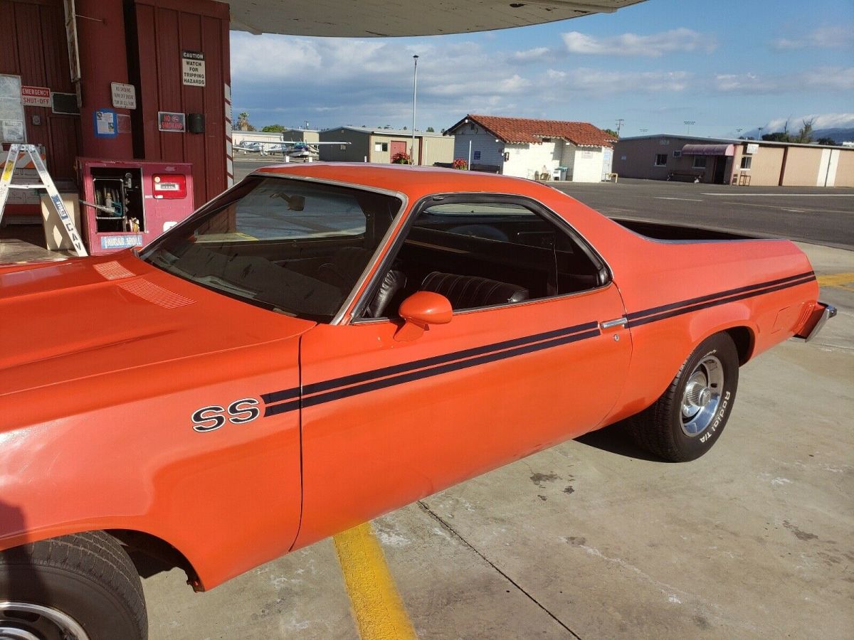 1974 chevrolet el camino pickup orange rwd manual ss