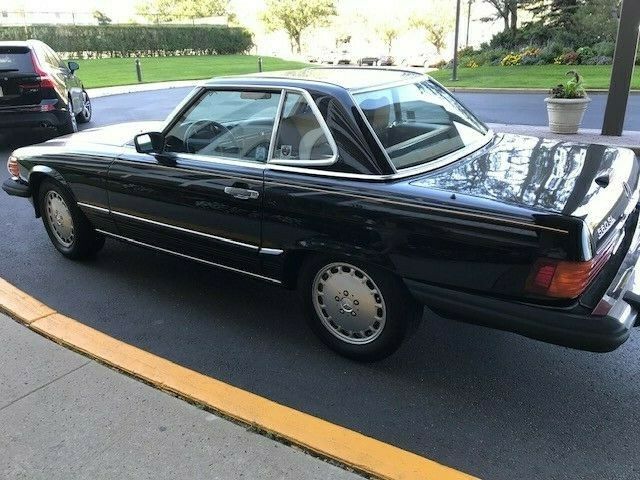 1989 mercedes-benz 560 sl 2 door coupe convertible black/tan garage kept runs vg