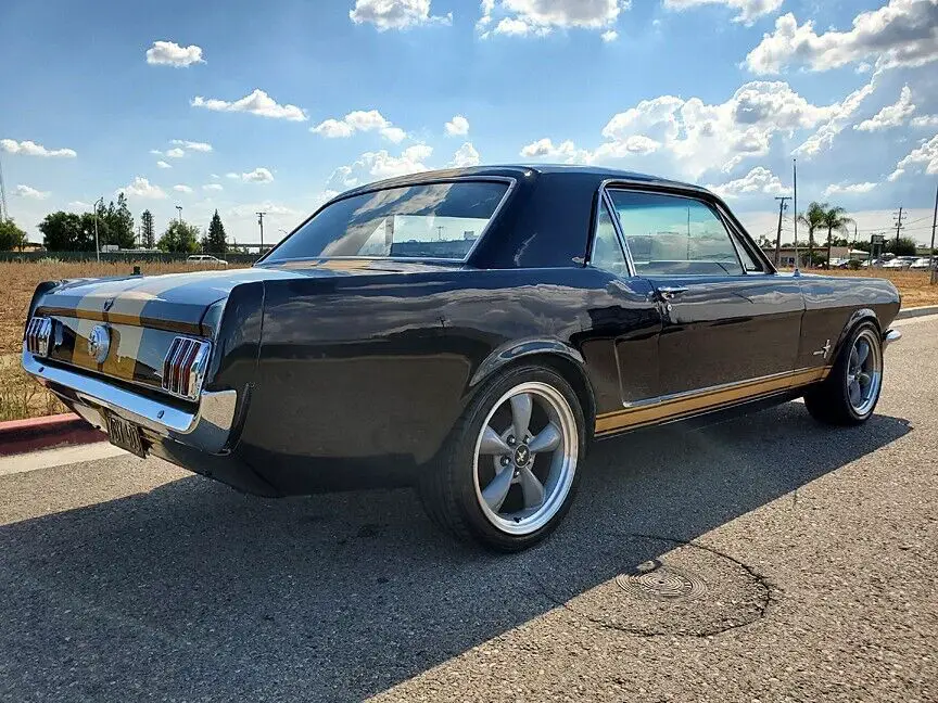 1966 ford mustang restomod coupe black & gold 5.0 automatic pony interior clean!