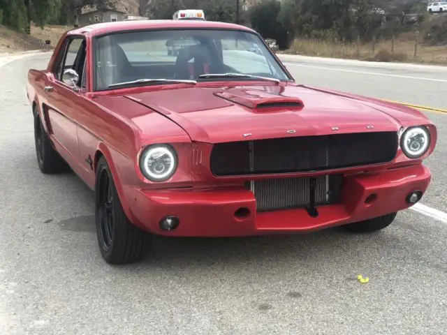 1965 red ford mustang coupe custom v8 coilover efi fuel injection rollbar at