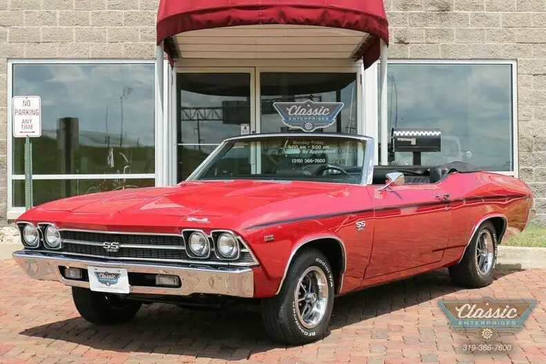 1969 chevrolet chevelle 396 l34 v8 3 speed automatic convertible garnet red