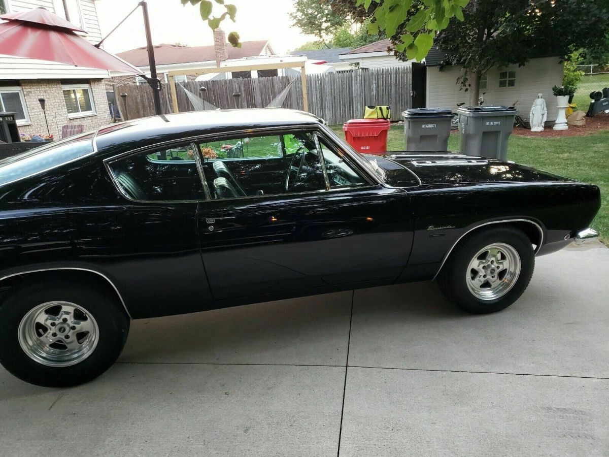 1968 plymouth barracuda black rwd automatic fastback