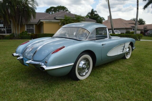 1958 silver blue chevrolet corvette