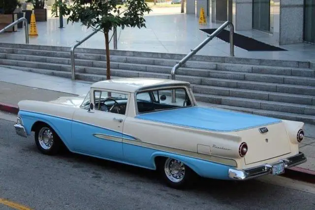 1958 ford ranchero deluxe trim 100640 miles white and blue standard cab pickup 2