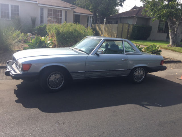 1984 silver blue mercedes 380 sl