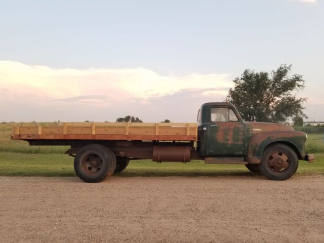 1949 chevrolet 6400 flatbed farm work dump kansas farm patina truck farmer 49
