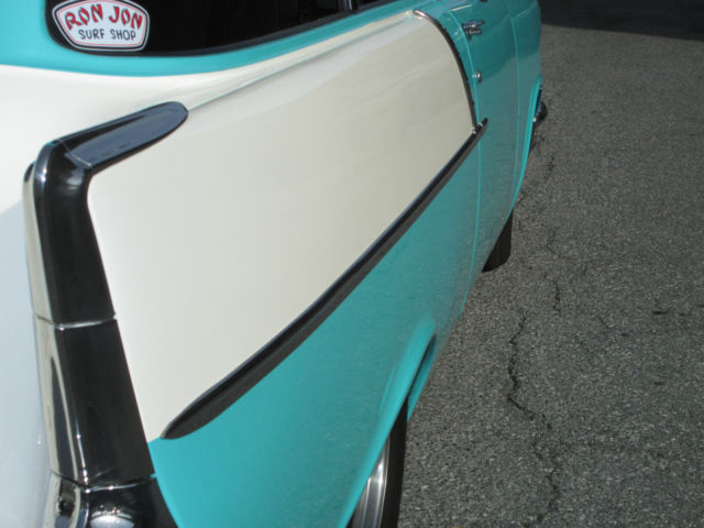 1957 chevrolet 150 2dr. wagon, 283, auto., turquoise/white, hot rod,gm,wow!