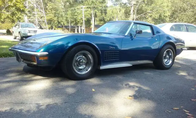 1972 350 cid targa blue chevrolet corvette