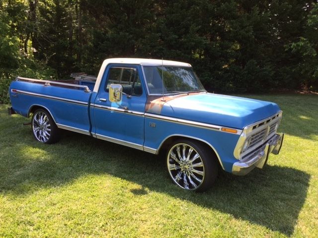 1975 ford f100, beautiful patina, 24" wheels, southern truck
