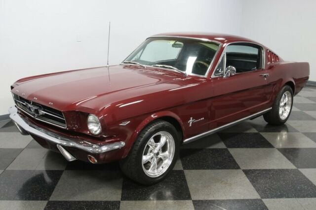 classic vintage chrome pony stang burgundy black vinyl interior trumpet exhaust