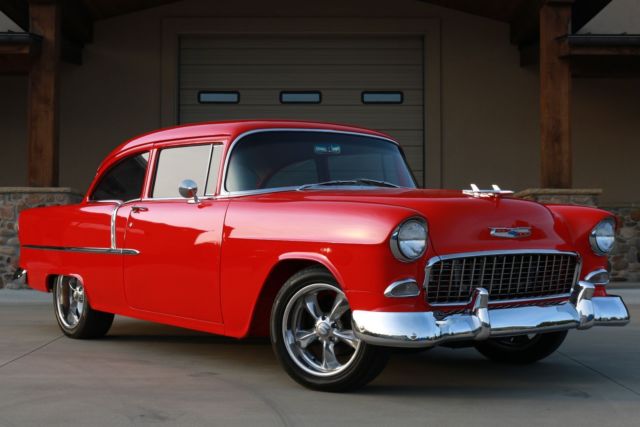 1955 chevrolet 210 coupe,red/tan int,fully restored in and out 350 v8 no reserve