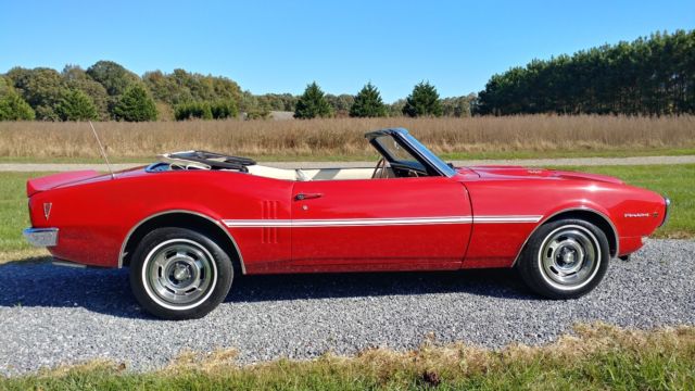 1968 pontiac firebird convertible rare ohc 6 cyl. - 4 speed - red/white