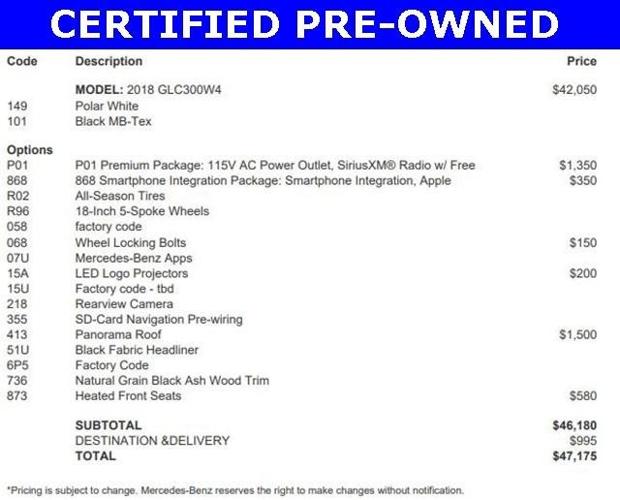certified 2018 mercedes-benz glc 300 4matic portland, or 97201 for sale in portland, oregon
