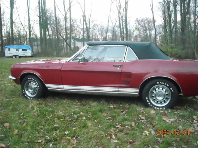 1967 ford mustang gt 390 s code conv, rare garage find 4sp black & red real deal