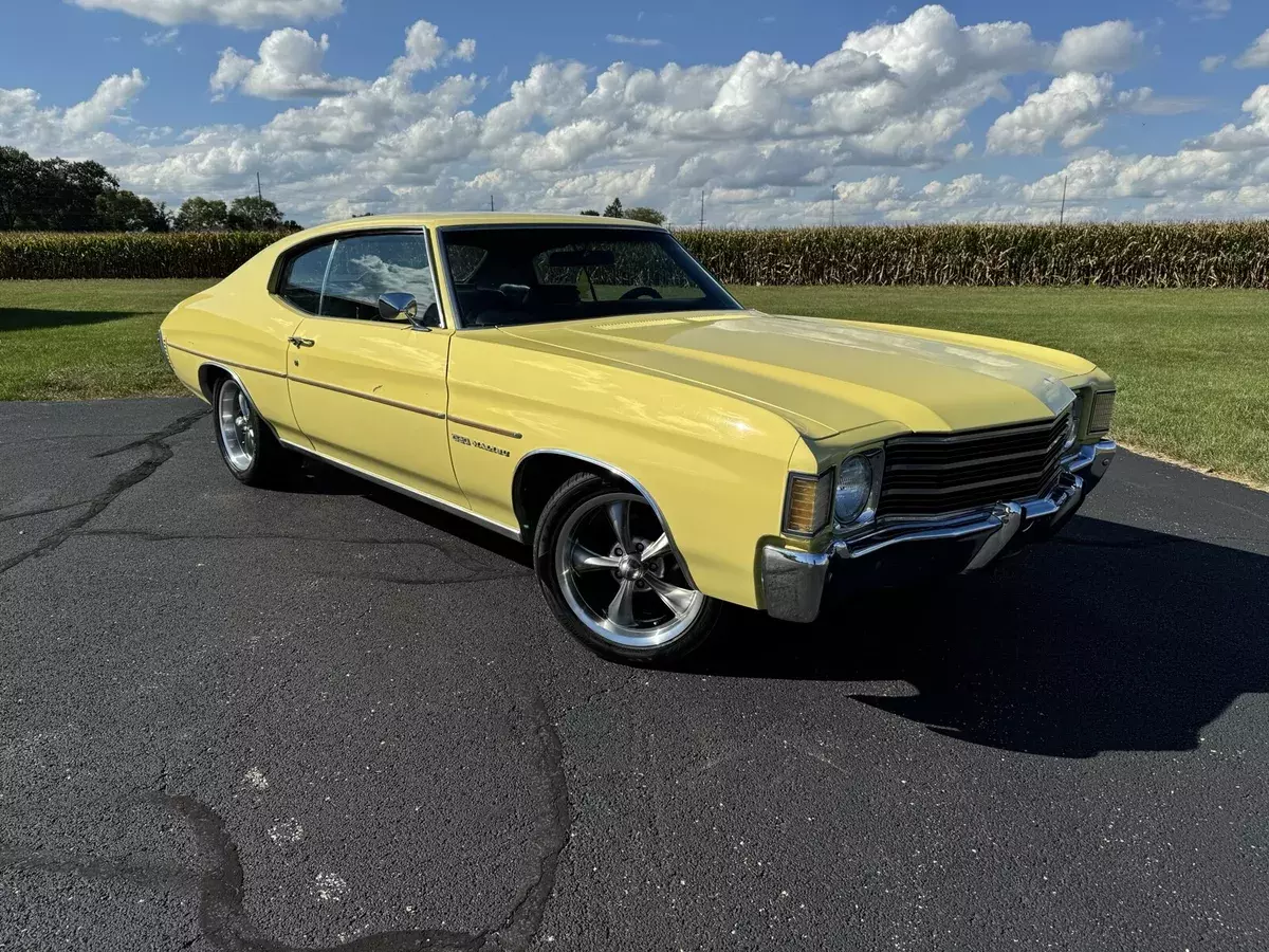 1972 chevrolet chevelle hardtop coupe yellow malibu 350