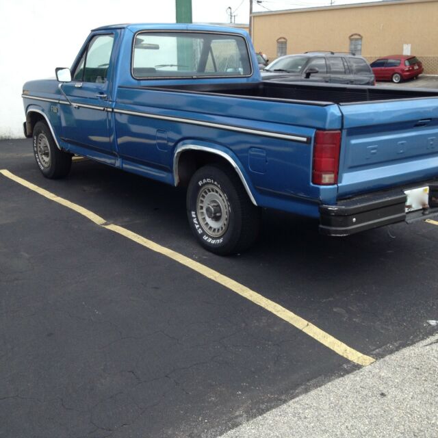 1985 ford f-150 blue regular cab long bed 2wd pickup truck