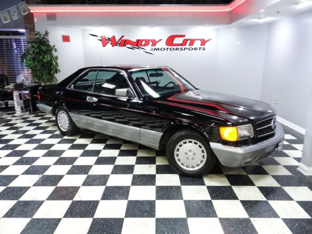 1987 mercedes benz 560 sec coupe black over black heated leather window sticker!
