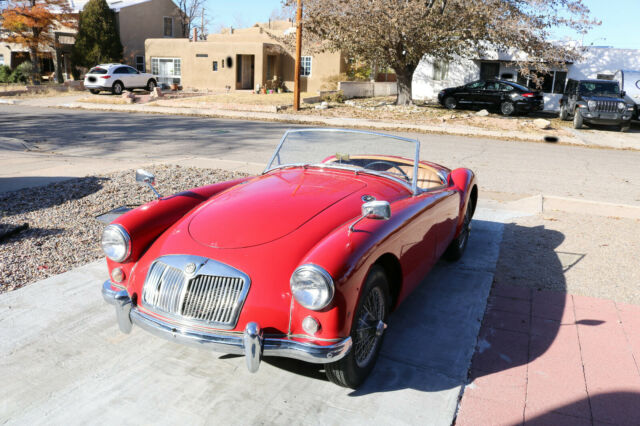 mga 1500 classic british convertable roadster, red paint, tan & black interior