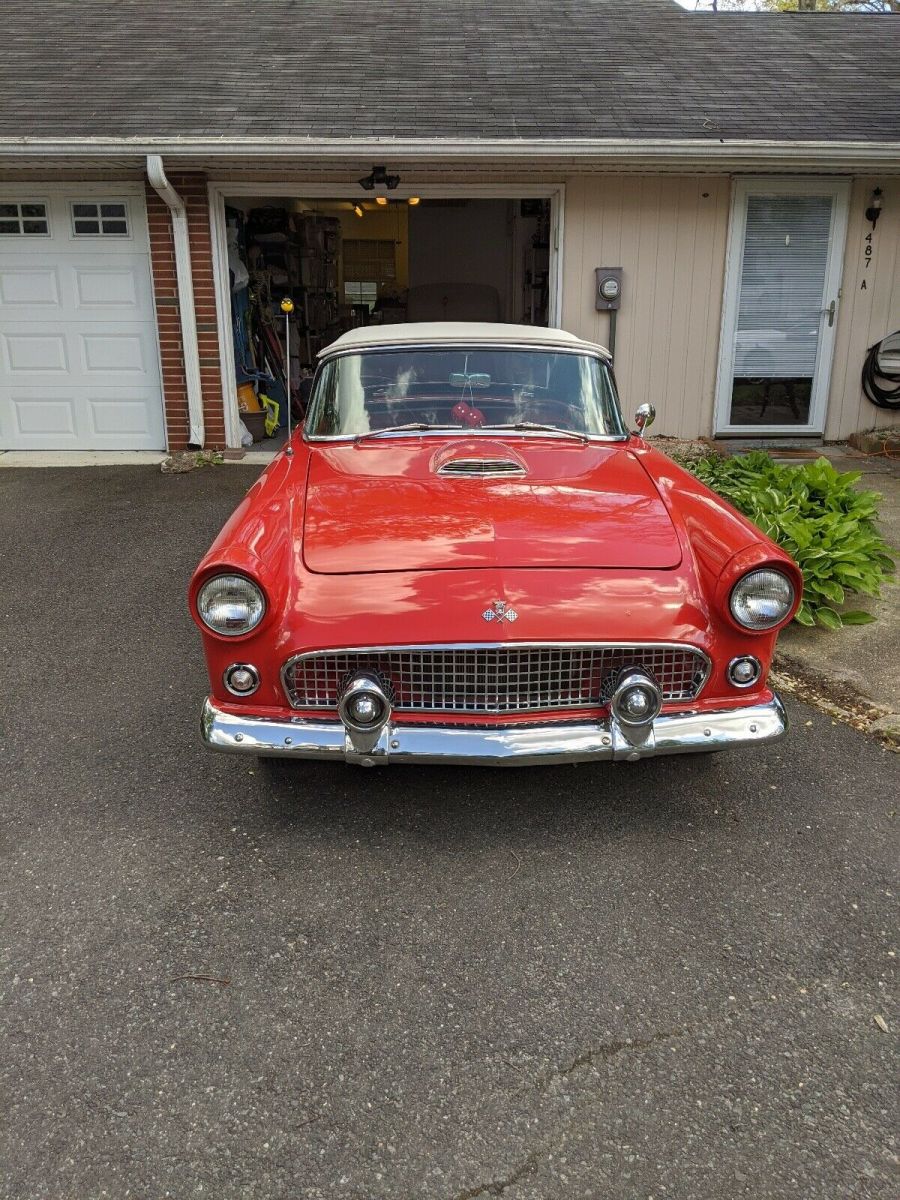 1955 ford thunderbird convertible red rwd manual red