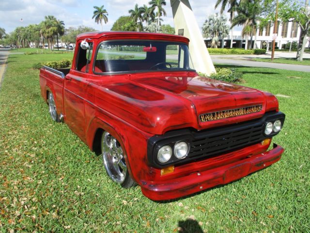 1955 1956 1959 ford 100 pick up restomod a/c patona paint slammed no reserve!!