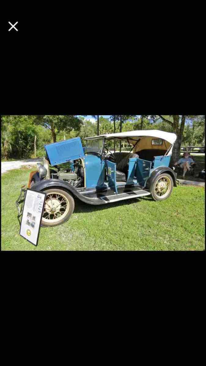 1929 ford model a phaeton convertible blue rwd manual blue-white -black