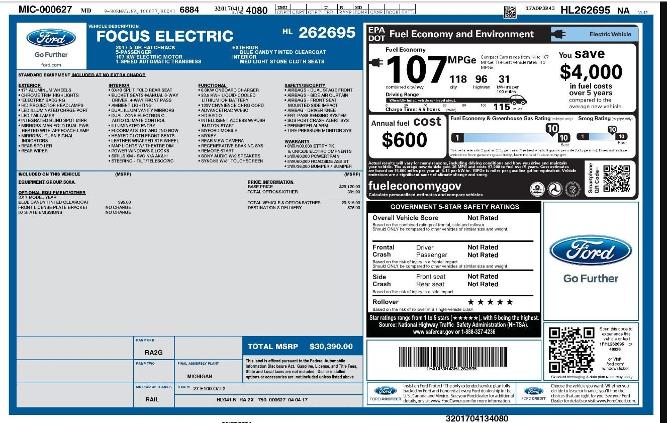 used 2017 ford focus electric