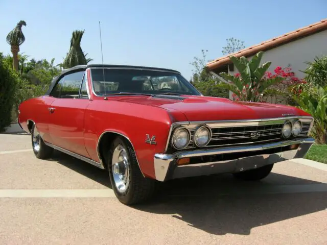 1967 chevrolet chevelle ss 396 convertible #'s matching, factory air, bolero red