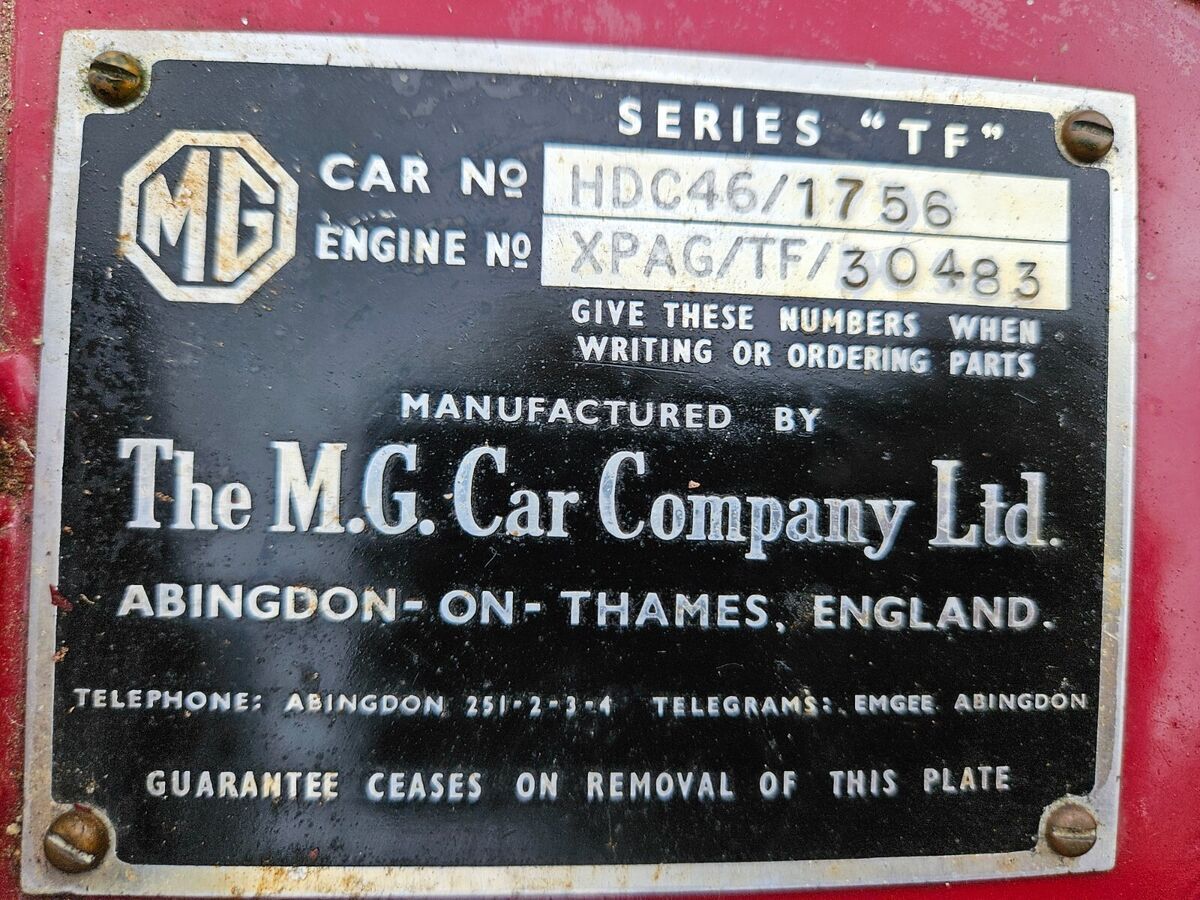 mg-tf 1954, 1250 cc, four-cylinder original engine and four-speed transmission