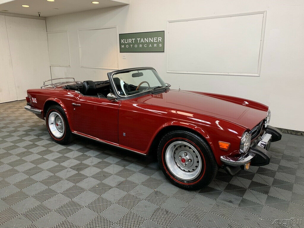 1976 triumph tr-6. michelin redlines. luggage rack. period nardi steering wheel
