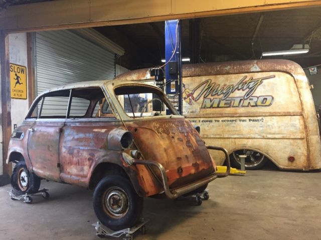 1959 bmw 600 isetta 300 project fiat micro car rat rod patina rare urkel clown